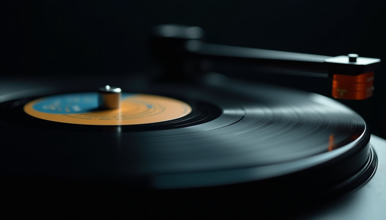 Vinyl record spinning